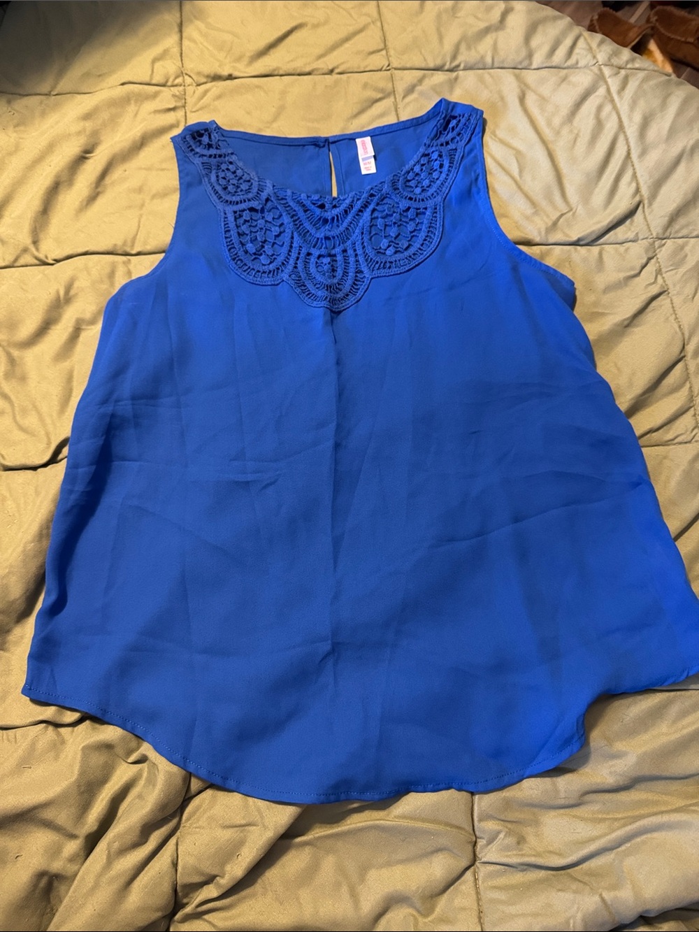 Xhilaration Royal Blue Crochet Yoke Sleeveless Tank